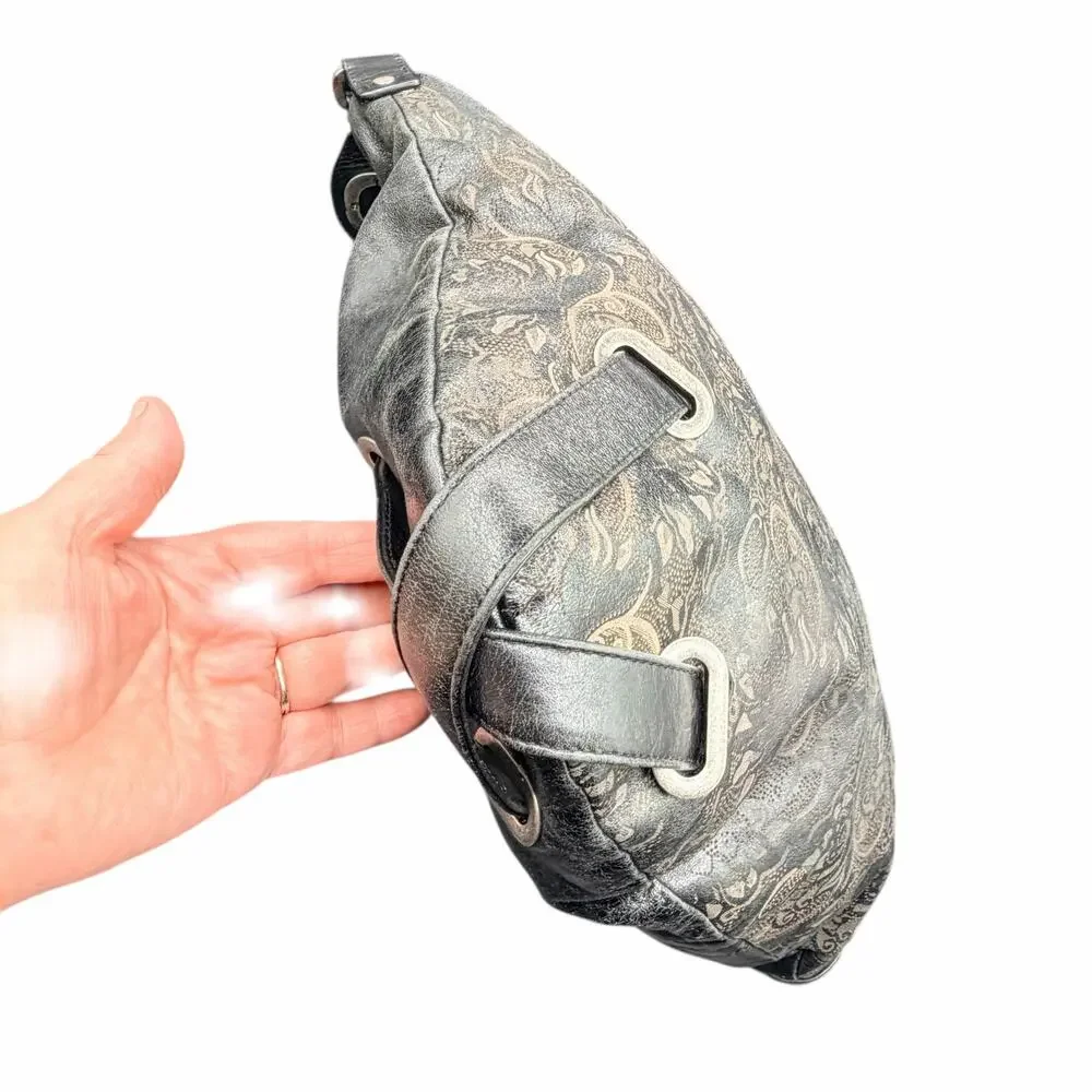HOBO International Paisley Leather Hobo Shoulder Bag Y2K Boho